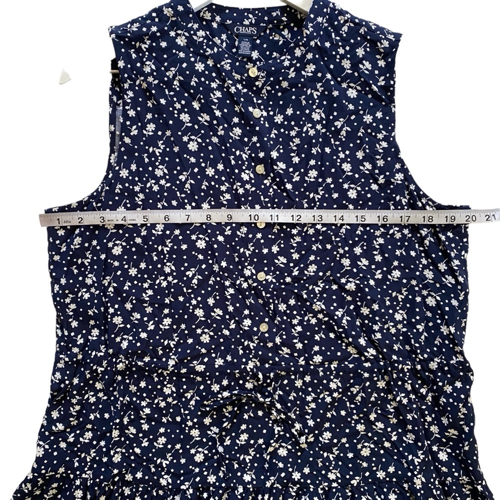 NWT CHAPS $90 Floral Fit & Flare Tie Waist Button Front Midi Dress Women’s Large - Picture 5 of 12